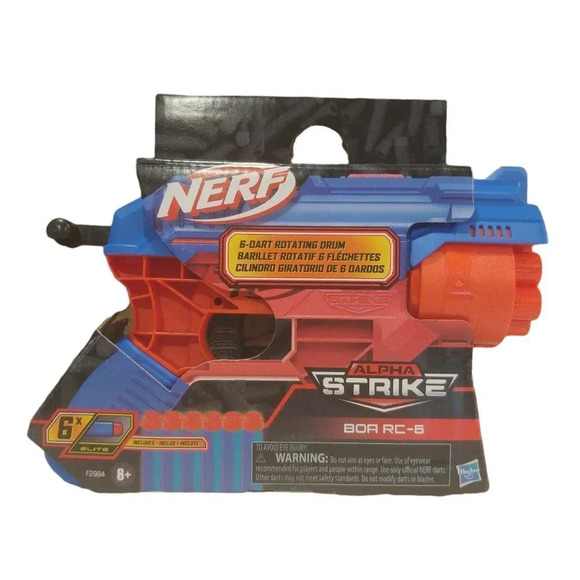 Hasbro Nerf Alpha Strike BOA RC-6 Blaster with 6-Dart Rotating Drum Red/Blue NWT - Picture 2 of 7